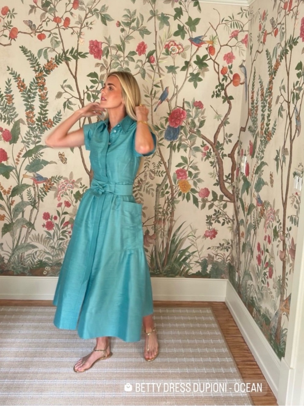 NWT Julia Amory Silk Dupioni Betty Dress in Ocean - Sz. Small - Picture 3 of 11